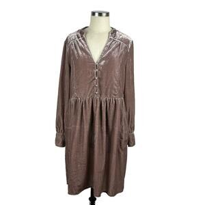 HOLDING HORSES Pink Mauve Crushed Velvet Mini Dress Anthropologie Women's Medium